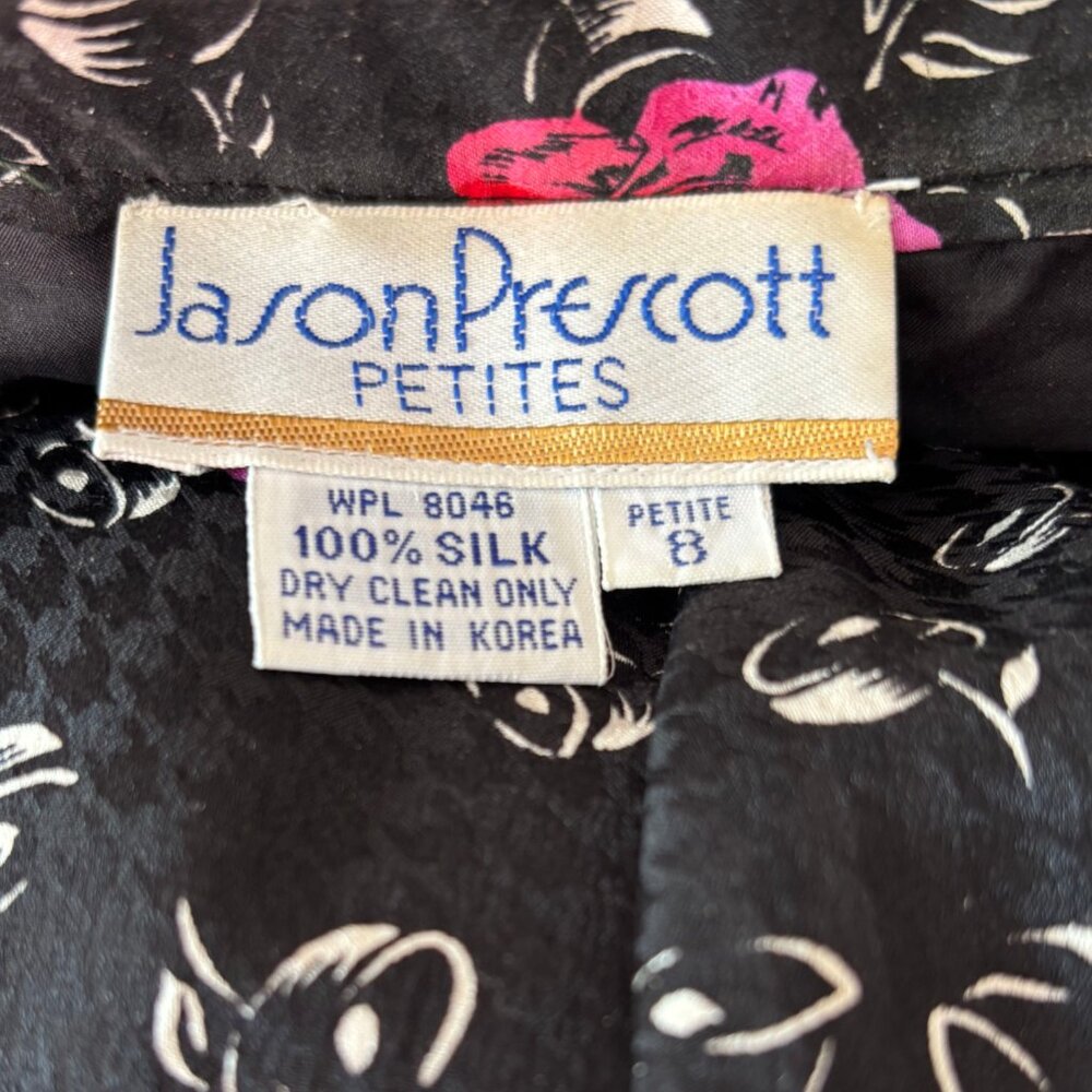 Jason Prescott Petite Silk Skirt‎ Set sz 8P Floral Asian 80s 2-Piece Vintage - Picture 2 of 11